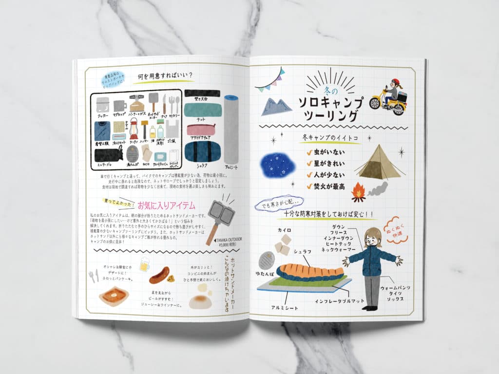 冬のキャンプツーリングについて雑誌風にまとめました